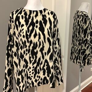 Vintage Oleg Cassini 100% Silk Animal Print Blouse